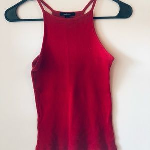 Red ribbed tank top
